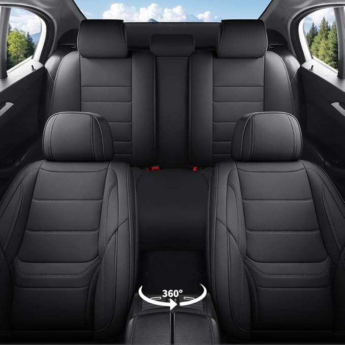 Car Seat Covers Custom Fit for Chevrolet/Chevy Captiva 2006-2018, Premium Faux Leather Waterproof Car Seat Protectors with Lumbar Support, Breathable Anti-Slip Easy to Install(Black,Full Set)