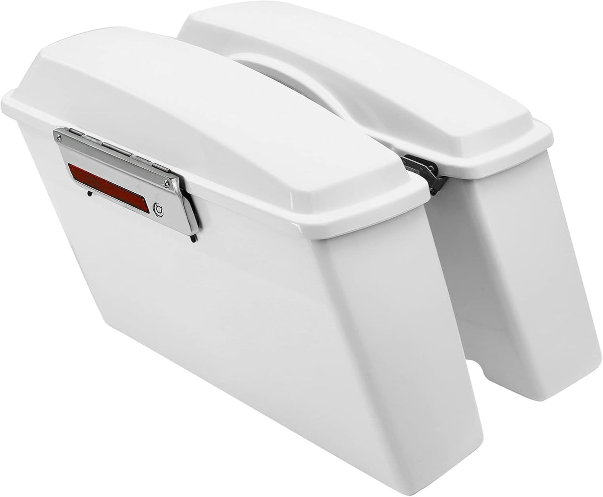 XFMT White Hard Saddlebags Saddle Bags Trunk W/Black Conversion Brackets For Harley Softail Heritage Classic Deluxe 1984-2017