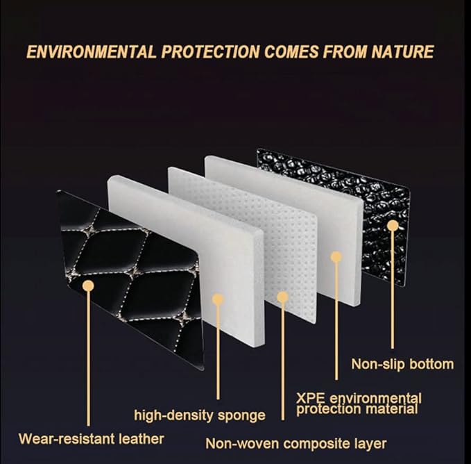 Car Floor Mats Automotive Floor Mats Vehicle Specific All Weather Protection Custom Compatible with Most of 98% Cars SUVs (Black with Green bar)