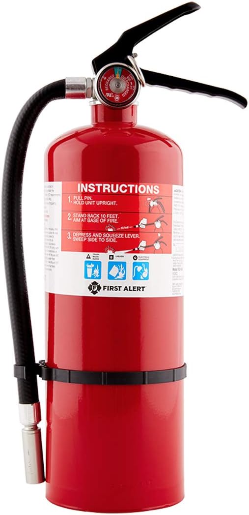 First Alert Fire Extinguisher for Home & Commercial Use, Heavy Duty Rechargeable Compliance Unit, UL RATED 2-A:10-B:C, HOME2PRO, Red, 1-Pack