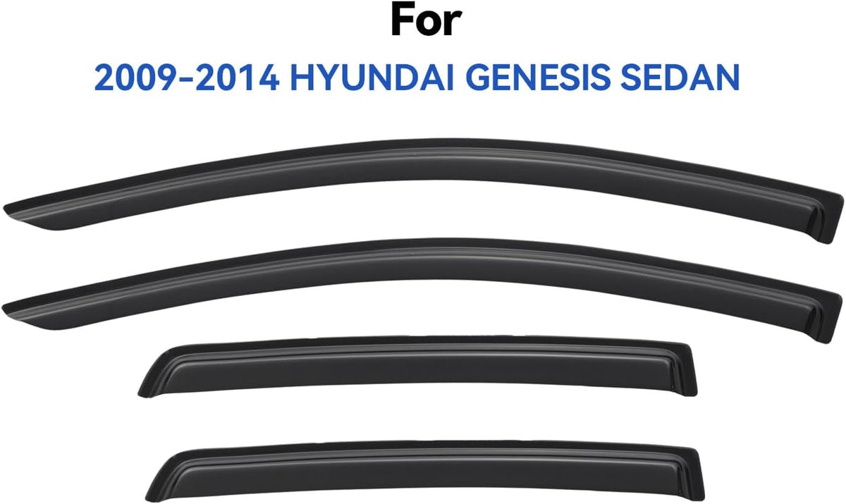 Window Visors Rain Guards for 2009-2014 Hyundai Genesis Sedan, Out-Channel Window Vent Wind Deflectors Visors Shades for 09-14 Hyundai Genesis