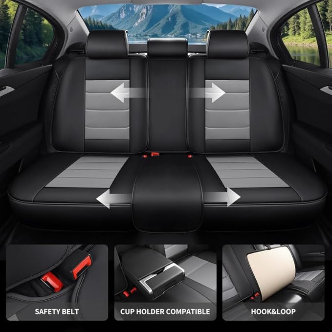 Car Seat Covers Custom Fit for Chevrolet/Chevy Sonic 2011-2020 , Premium Faux Leather Waterproof Car Seat Protectors with Lumbar Support, Breathable Anti-Slip Easy to install(Black&Gray,Full set)