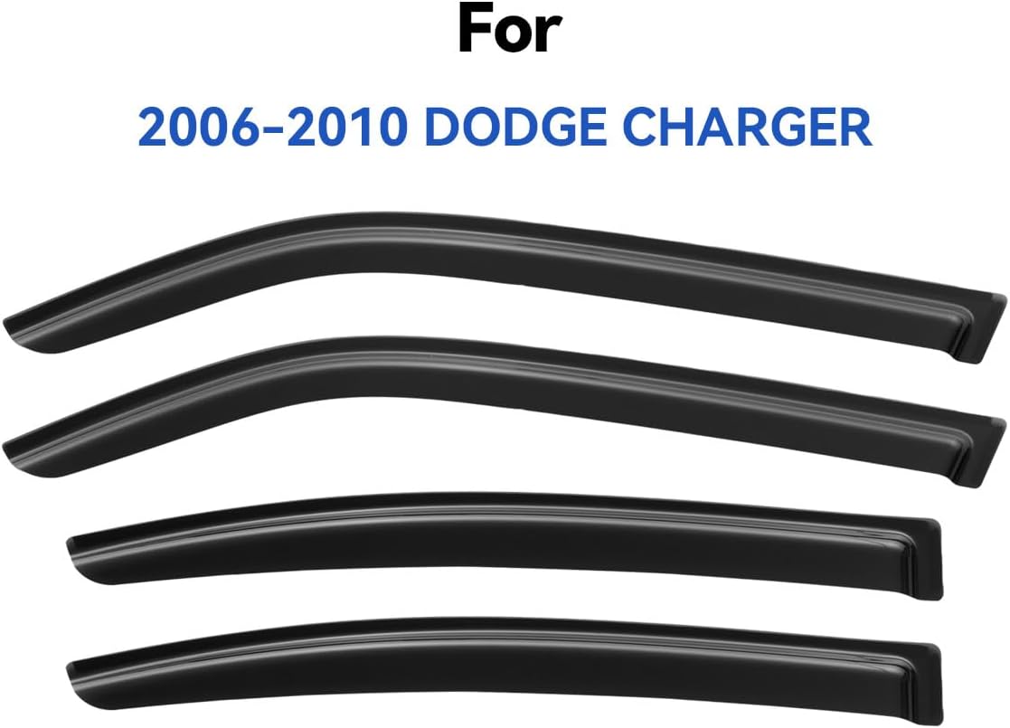 Window Visors Rain Guards for 2006 2007 2008 2009 2010 Dodge Charger, Out-Channel Window Vent Wind Deflectors Visors Shades for 06-10 Charger