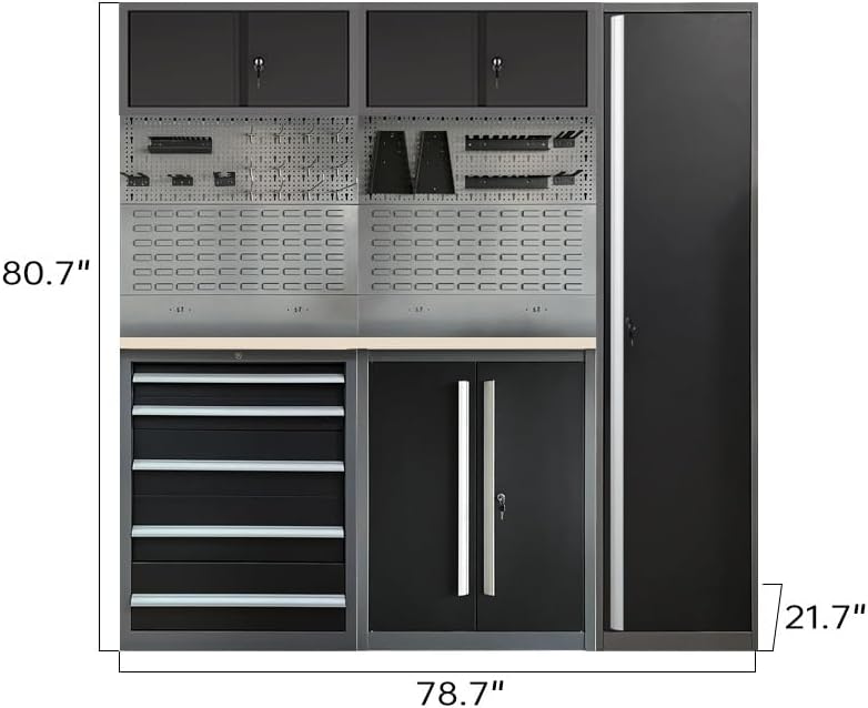 JZD Metal Garage Cabinet System, Tool Cabinets with Drawers, for Workshop Auto Repair Shop, Wall Mounting Not Necessary