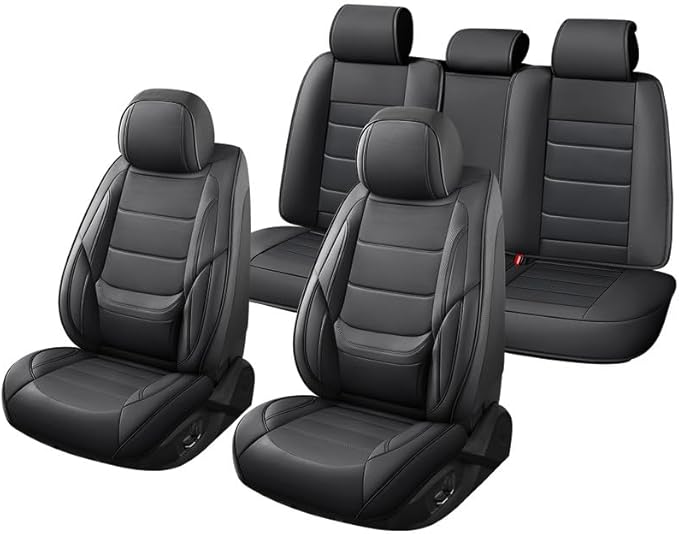Car Seat Covers Custom Fit for Chevrolet/Chevy Spark 2012-2022, Premium Faux Leather Waterproof Car Seat Protectors with Lumbar Support, Breathable Anti-Slip Easy to Install(Black,Full Set)