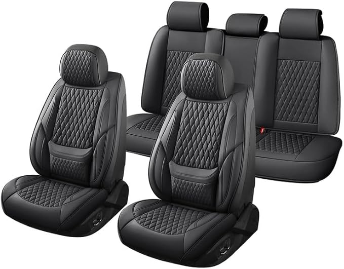 Car Seat Covers Full Set Custom Fit for Buick Verano 2012-2017 - Premium Faux Leather with Lumbar Support | Breathable, Waterproof, Anti-Slip, Durable (Black,Full Set)