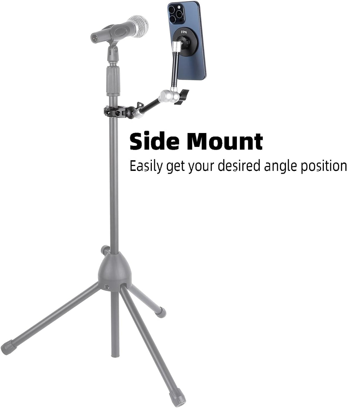 All-Metal Magnetic Phone Holder with Super Clamp&10″ Long Arm for Magsafe, Adjustable Rear View Mirror Phone Holder Mount for Car/Truck/Handlebar, Compatible with iPhone 16 15 14 13 12 Series