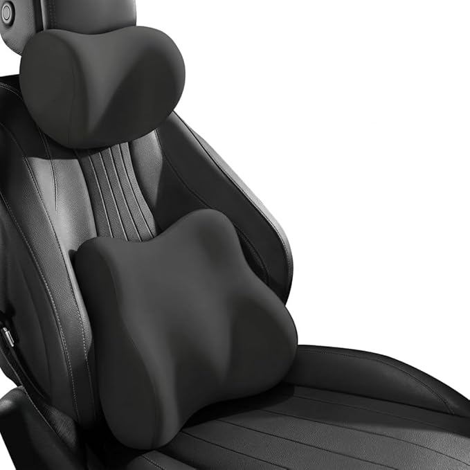 Car Headrest Pillow & Lumbar for Audi A1 A3 A4 A5 A6 A7 A8 A4L A6L A8L Q2 Q3 Q5 Q7 Q5L Sq5/A3 8P/A4 B7, Car Seat Neck Pillow Back Support, Breathable All-Season Automotive Seat Cushions, 2PCS
