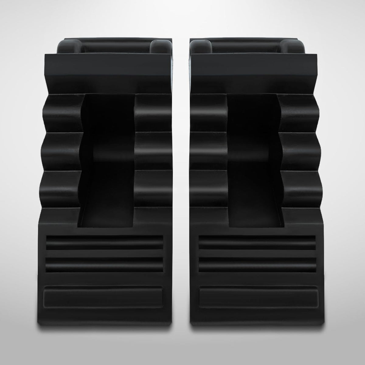 ROBLOCK Solid Rubber Wheel Chocks Heavy Duty Trailer Chock, G.V.W. Up to 8T, 4 Pack Black, 8.6" L x 3.7 W x 4.7" H for Car, Travel Trailers, RV, Truck, and ATV, for All Weather Use
