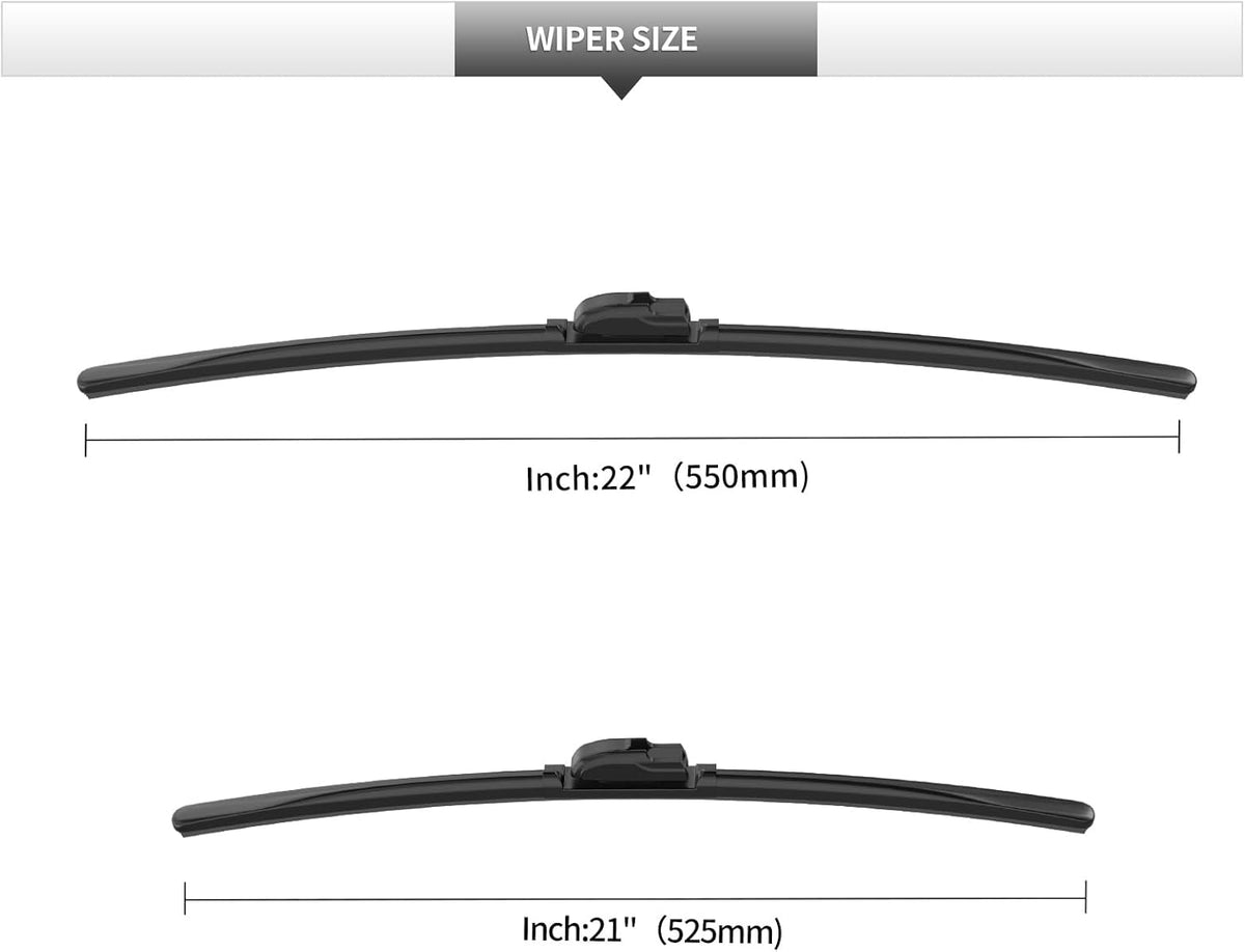 Front Windshield Wipers, 2-Piece Set for BMW Z4 2.5i 3.0i 3.0si 2003 2004 2005 2006 2007 2008 - Automotive Replacement Front Wiper Blades for Car Window