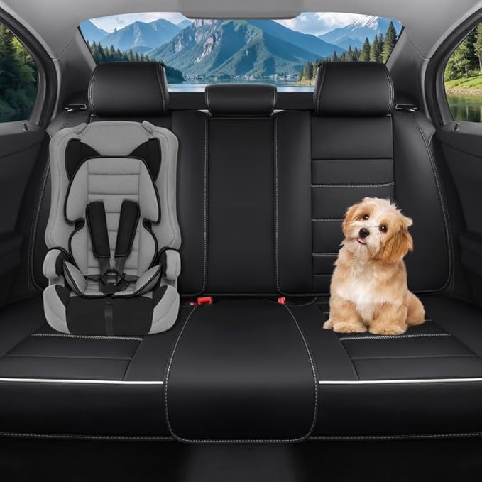 Car Seat Covers Full Set Custom Fit for Buick Verano 2012-2017-Luxury Leather with Lumbar Support, Breathable, Waterproof, Anti-Slip, Durable, Easy to Install (Black&White,Full Set)
