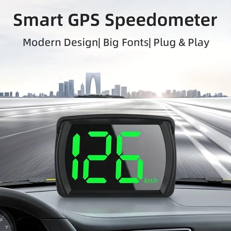 Heads Up Display for Cars HUD GPS Speedometer MPH with QC3.0 Fast Charger & Stable Silicone Pads, 2M USB Cable, Digital Speedometer for Cars Trucks, Boats SUV, Motorcycle Plug & Play