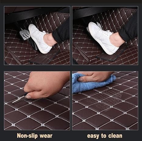 Custom Floor Mats for Cars，Luxury Full Coverage All Weather Car Floor Mats，Leather Car Mat Set ， Floor Mats for 99% of Cars, Trucks & SUVs (Dark Green)