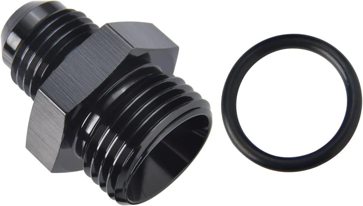 6AN Male Flare to 8AN ORB O-ring Boss Fuel Pump Rail Adapter Fitting Aluminum Black