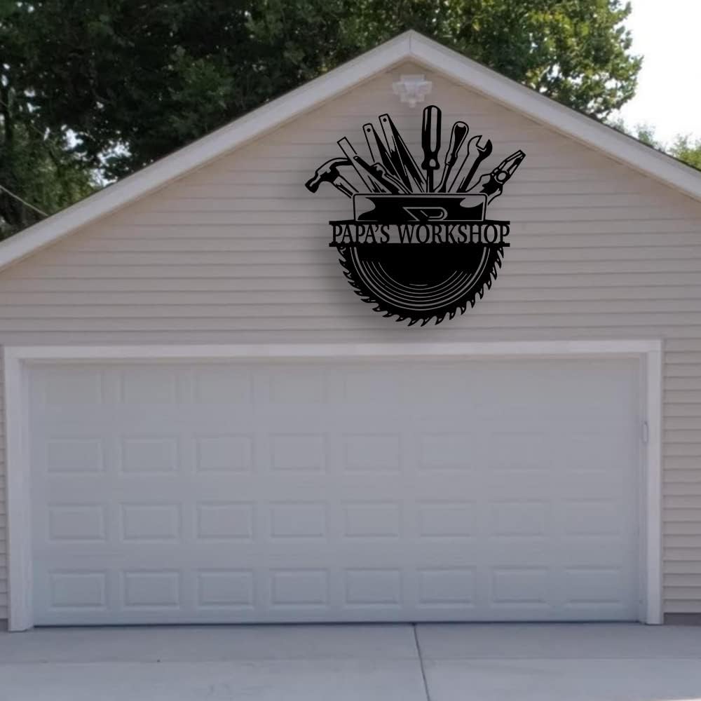 Personalized Papa's Workshop Metal Sign - Custom Dad's Garage Metal Sign for Dad Mechanic Wall Decor