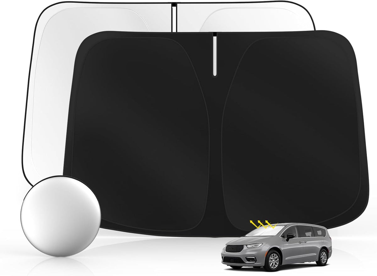 Windshield Sun Shade for Chr-ysler Pacifica 2017-2025 2026 Foldable Sunshade Custom Fit Front Window Car Interior Accessories Protector Blocks UV Rays