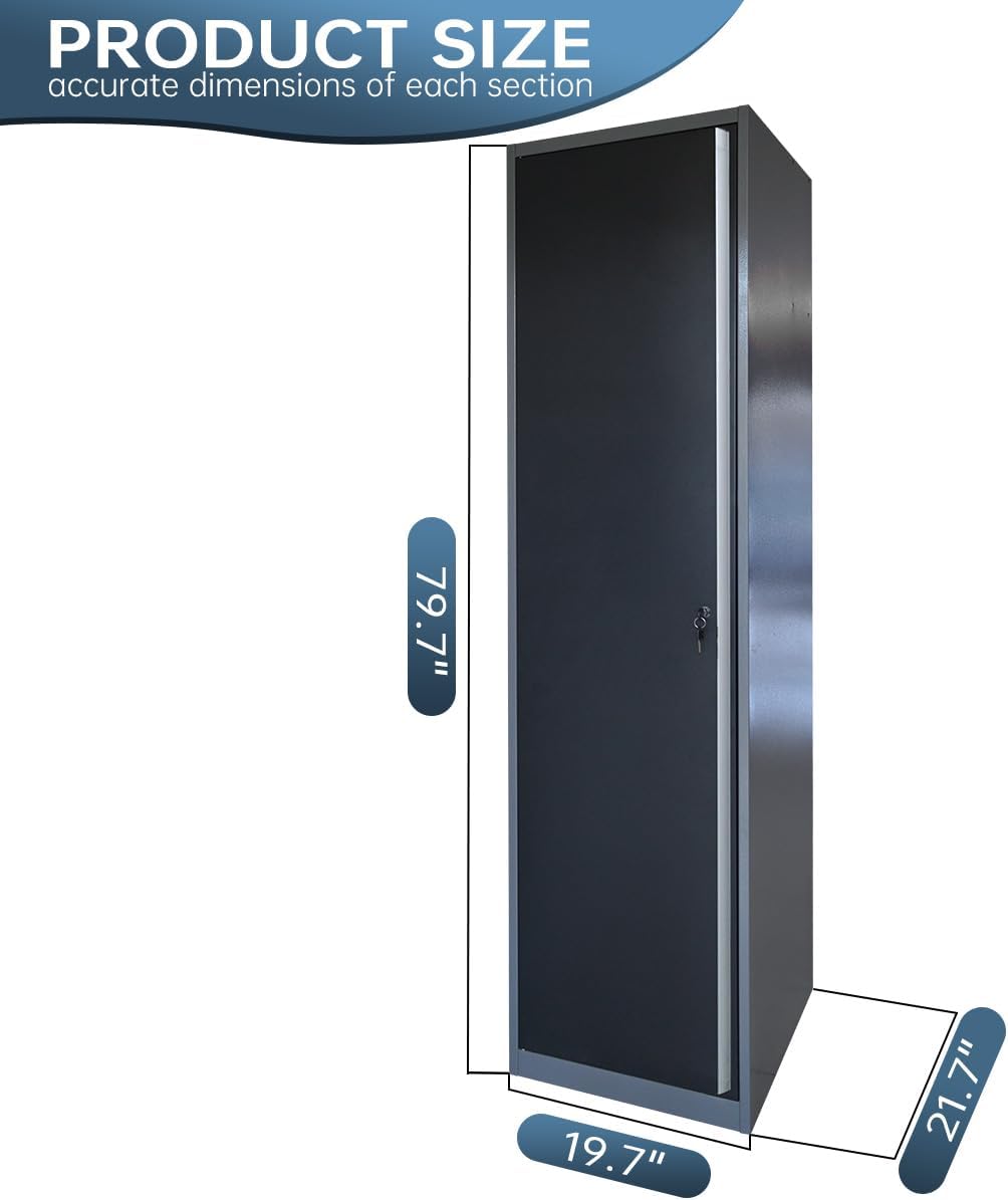 JZD Garage Workbench Set, Metal Tool Cabinet System with Overhead Storage, for Workshop Organization