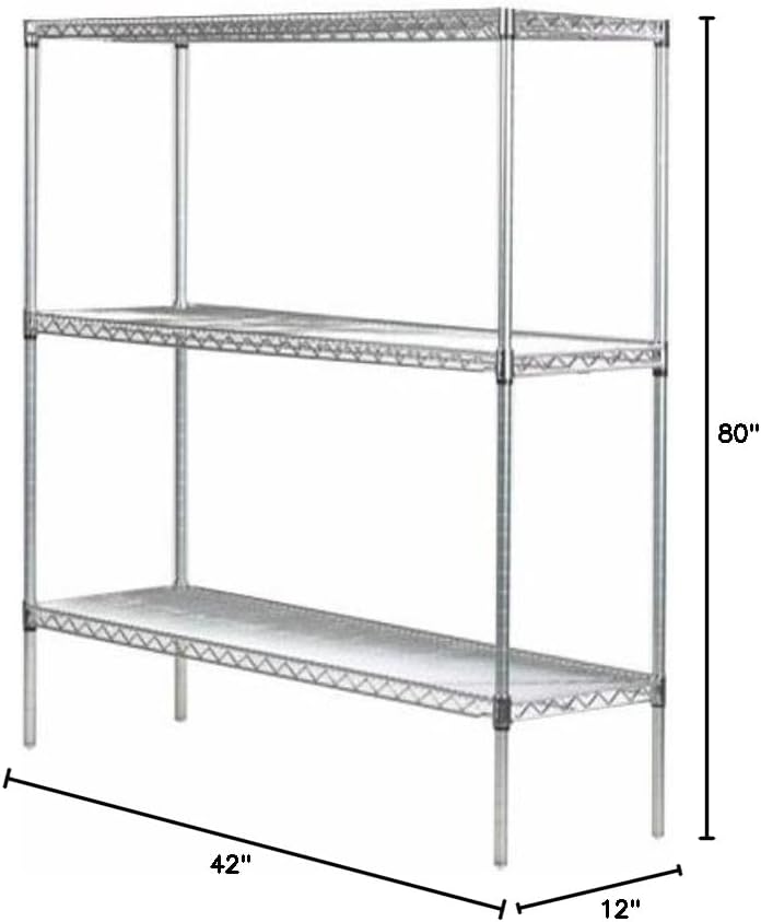 Omega 12" Deep x 42" Wide x 80" High 3 Tier Gray Starter Shelving Unit