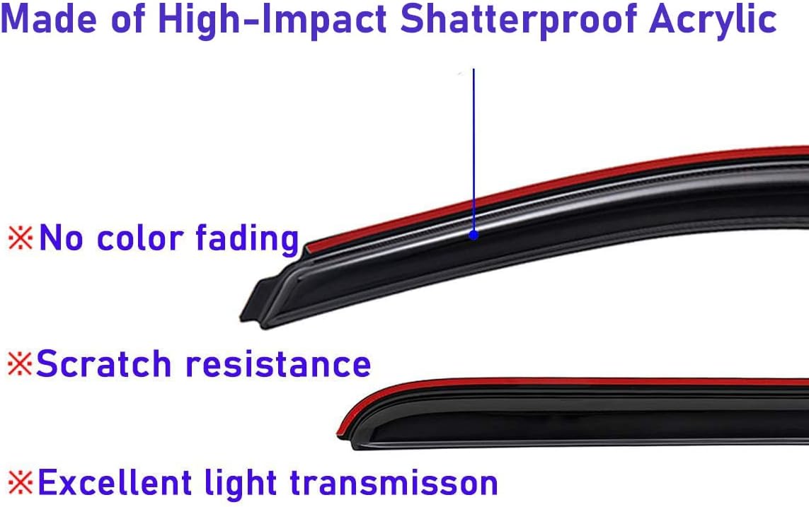 Lightronic Extra Durable Clip-on in-Channel Auto Vent Window Visor, Fits 2004-2012 Chevrolet Colorado & GMC Canyon, Crew Cab, UV Protection Rain Guard, Original Wind Deflector, Dark Smoke, 4-Pcs