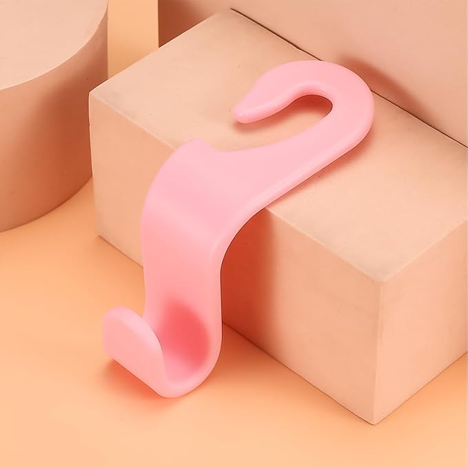 4PCS Car Back Seat Headrest Hooks, Rear Car Seat Storage Headrest Hanger Holder Hooks Organizer, Universal Auto Interior Accessories for Bag Purse Handbag Cloth Coats Grocery (Pink)