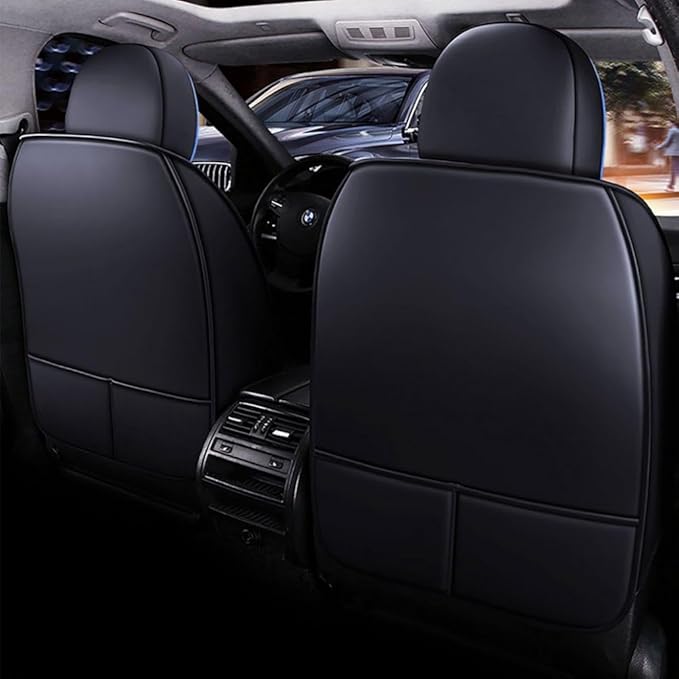 for Chevy Equinox Seat Covers 2005-2026, Full Coverage Customized Car Seat Covers, Premium Leather Waterproof Stain-Resistant Easy to Install (Luxury 2 Seats, Black&Blue)