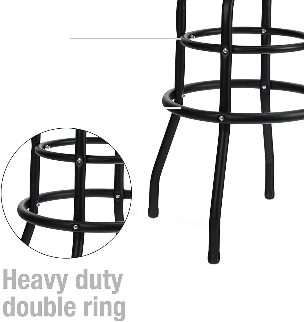 WORKPRO W112003 Garage Shop Stool, Heavy-Duty Steel Construction Garage Stool, Swivel Cushion Seat, Black Powder Coated Legs & Footrest (Single Pack)