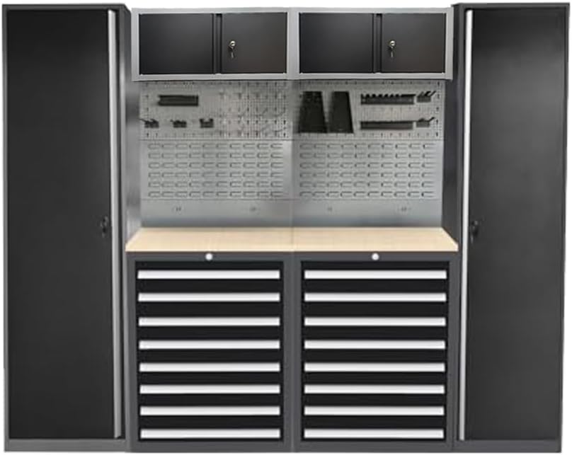 Steel Garage Storage Cabinet System, Tool Cabinets with Drawers, for Workshop Auto Repair Shop, Wall Mounting Not Necessary