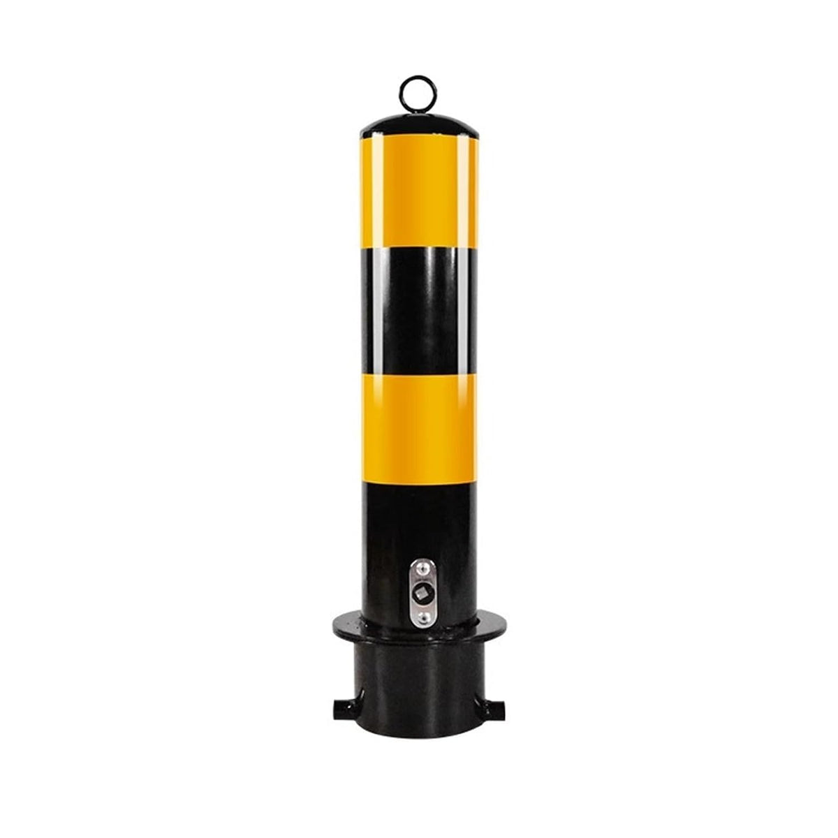 Parking Post, Removable Bollard, Yellow Safety Steel Bollard Post, with Reflective Strips and Hanging Ring, Basement Parking Lock Pillar Stations Column Lock Roadblocks Boll