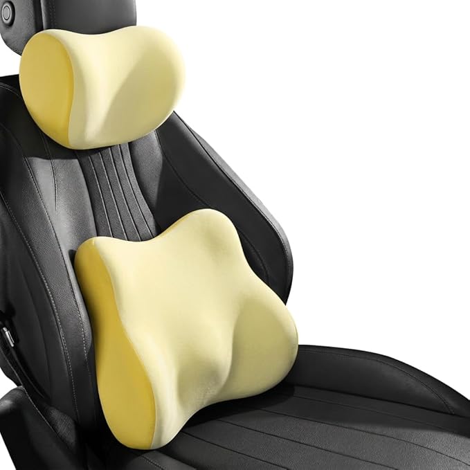 Car Headrest Pillow & Lumbar for Audi A1 A3 A4 A5 A6 A7 A8 A4L A6L A8L Q2 Q3 Q5 Q7 Q5L Sq5/A3 8P/A4 B7, Car Seat Neck Pillow Back Support, Breathable All-Season Automotive Seat Cushions, 2PCS