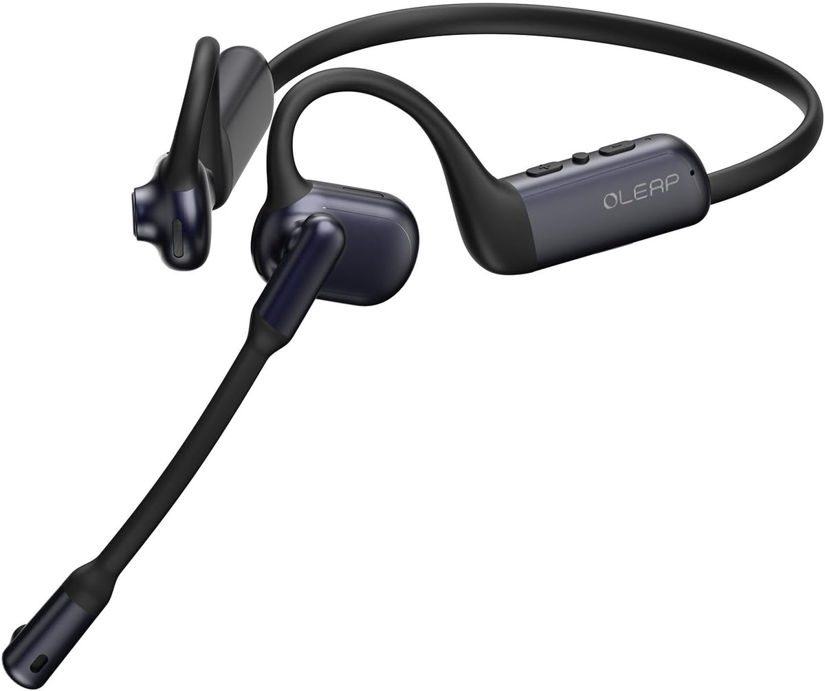 Pilot P200b Pro Bluetooth Wireless Open Ear Noise Cancelling Headphones, 50dB ENC Call Noise Elimination, Computer Headset with Boom Microphone and Mute Button for Work and Calls(No Dongle)