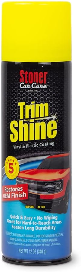 Stoner Car Care 91034 Trim Shine – Vinyl and Plastic Protectant Coating for Interior & Exterior Car Detailing – Restores OEM Color, Adds Shine, UV & Water Protection – Non-Greasy, Fast-Drying – 12 Oz