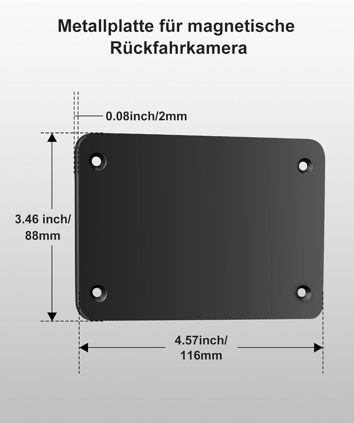 Metal Plate for Magnetic Wireless Backup Camera - Converts Fiberglass/Plastic to Magnetic Surface for Non-Metal Vehicles, Includes Double-Sided Tape & Screws for Trucks/RVs, Mount Anywhere