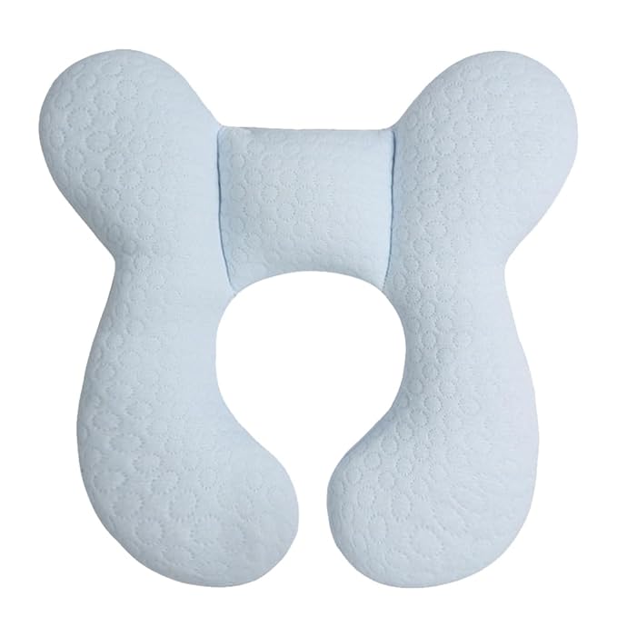 Upgraded Baby Head Support Pillow for Newborn Toddler, Soft Cotton Baby Travel Pillow for Car Seats and Strollers, Blue