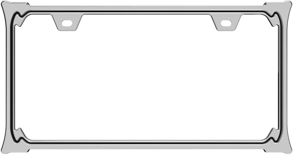 3D Chrome License Plate Frames, Pure Zinc Alloy Metal (3D Horn Pattern)