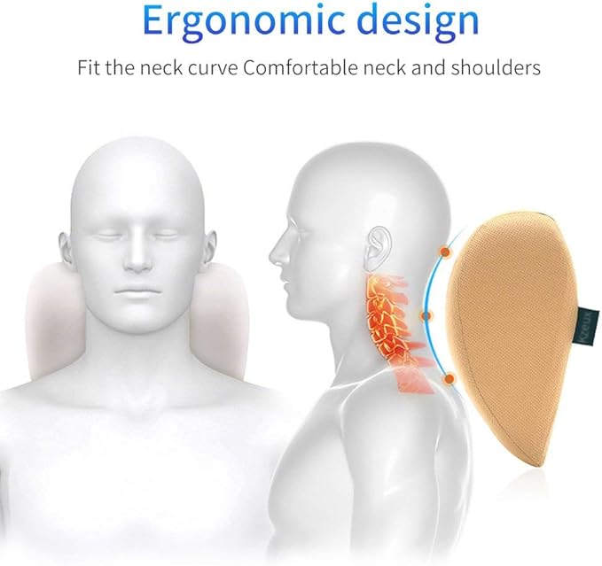 Car Neck Pillow - Memory Foam Cervical Relief Cushion, Headrest Support for Pain, Beige