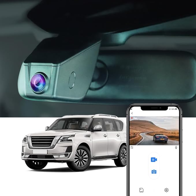 Fitcamx 4K Dash Cam Compatible with Nissan Armada 2017-2023 S SV SL Platinum & Infiniti QX56 (with Auto Dimming), OEM Look, UHD 2160P Video, WiFi & APP, Loop Recording, G-Sensor, 64GB Card