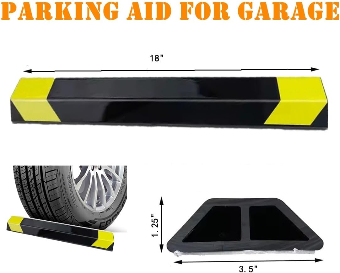 2 Pack 18" Parking Aid for Garage Heavy Duty, Car Parking Stopper for Garage, Parking Aids Protects Car, Parking Stopper Easy to Install (2 Pack 18" L x 1.25" H)
