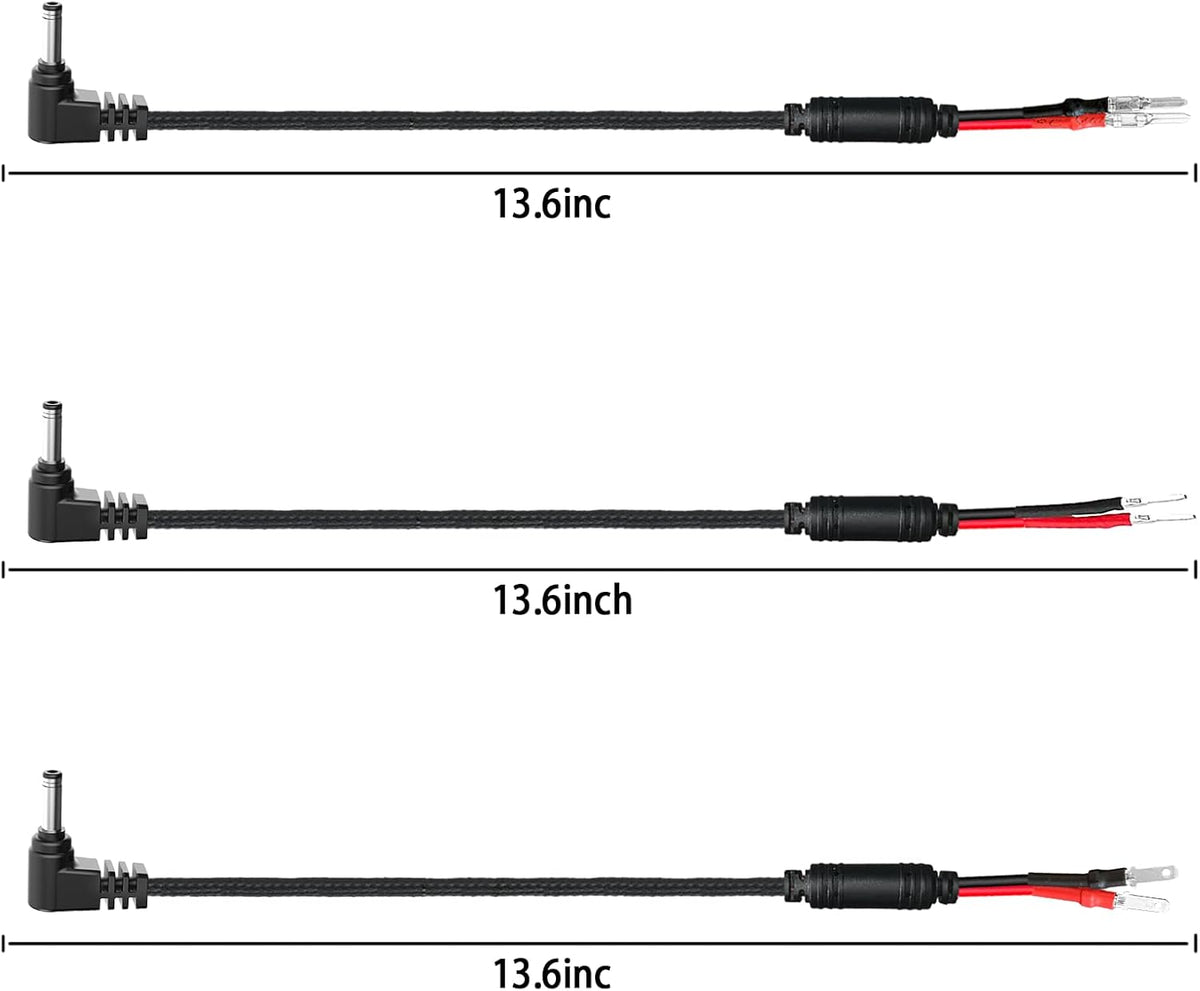 3 Types of DC3.5 Radar Detector Hardwire Power Cord Mirror Wire Plug Tap,with Inline Fuse Holder,Compatible with Cobra Escort Beltronics Uniden Whistler Valentine One Radar Detector (DC3.5-13.6'')