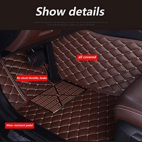 Custom Floor Mats for Cars，Luxury Full Coverage All Weather Car Floor Mats，Leather Car Mat Set ， Floor Mats for 99% of Cars, Trucks & SUVs (Black Double Stitched Edges with White Stripes)