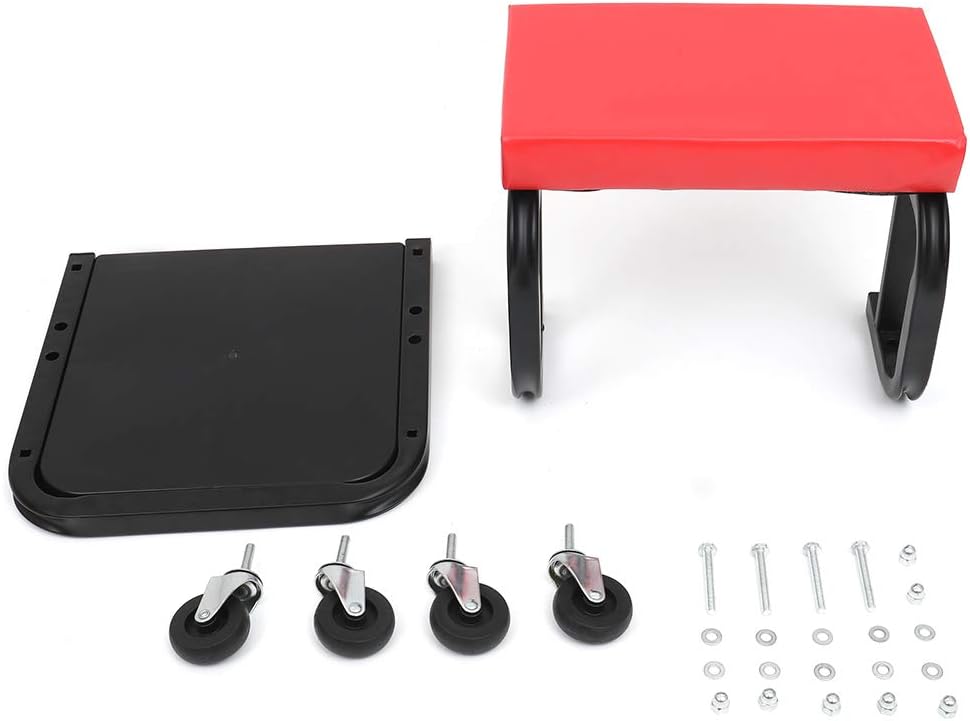 Rolling Creeper Seat with Cushioned Seat Heavy-Duty Garage Roller Seat with 4 Universal Mechanics Stool Mechanic Chair for Workshop, Garage, Auto Repair Shop