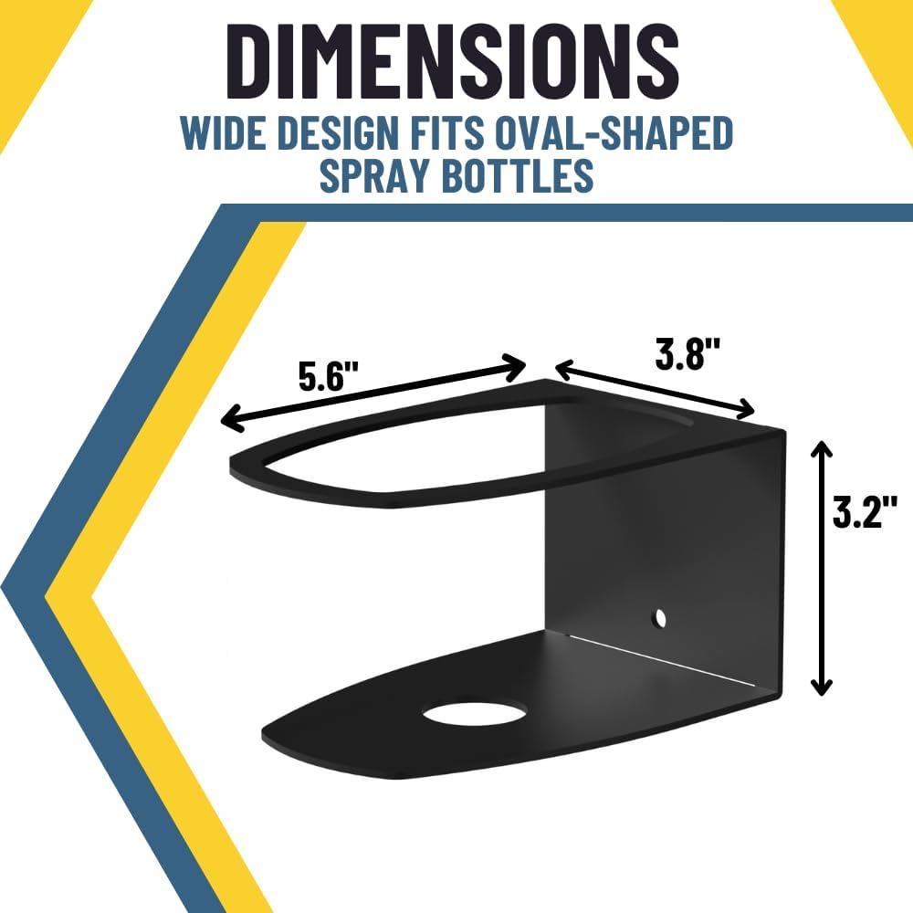 Koova Spray Bottle Holder Heavy Duty- Wall Mount Storage Rack for 1 Spray Bottle, Utility Shelf with Included Hardware - Made in USA, Sturdy Metal Organizer for Efficient Kitchen and Garage Storage