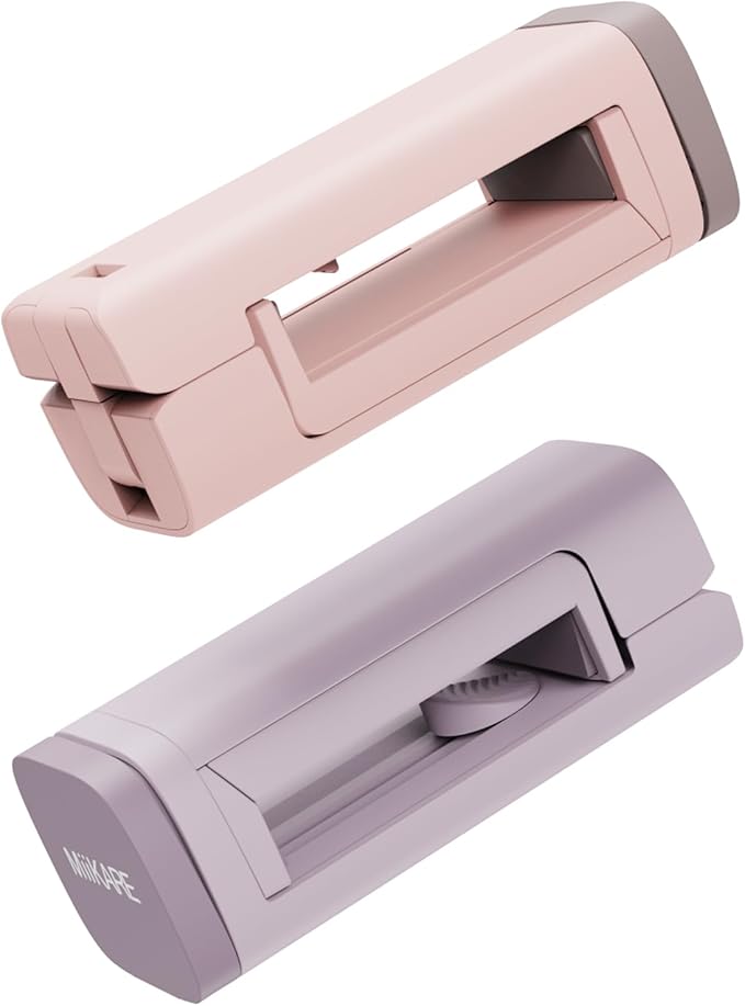 MiiKARE Travel Essentials Airplane Phone Holder, Universal Handsfree Phone Mount for Flying with 360 Degree Rotation, Travel Must Haves Phone Stand for Desk, Tray Table, Purple&Pink