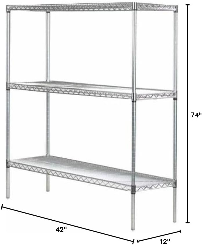 Omega 12" Deep x 42" Wide x 74" High 3 Tier Gray Starter Shelving Unit
