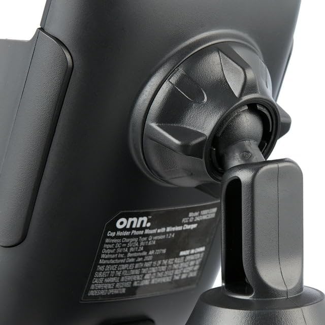 Cup Holder Phone Mount with Wireless Charger, Multi-Angle Rotation, Quick-Push Release Button, Lightweight