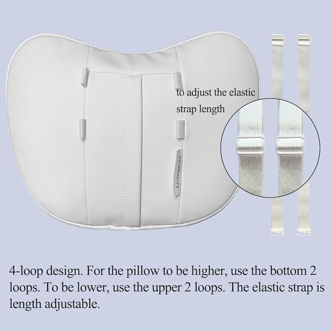TESBEAUTY Nappa Leather Headrest Pillow 2 Packs for Tesla Neck Pillow Uniquely Designed for Tesla Model Y/3/S/X Tesla Car Neck Support Cushion for People Under 5'7" White