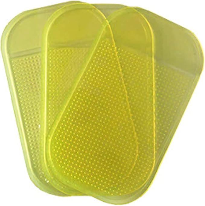 5PCS Extra-Strong Anti-Slip Pad Car Dashboard Sticky Pad Removable Silicone Gel Mat Washable Multi-Purpose PU Gel for Cell Phone Tablet (Yellow)