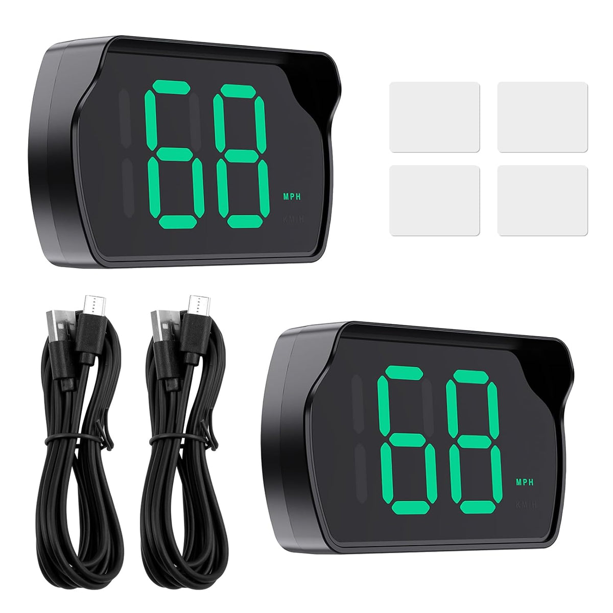 2 Pack GPS Digital Speedometer for Car MPH, Universal HUD Speed Meter with LED Large Font Head Up Display Car Accessories with USB Cable, Plug Play for Truck Motor SUV Golf Cart All Vehicles