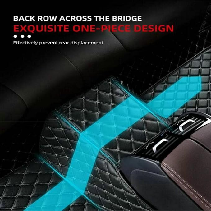 TREGOO All Weather Car Mats Custom Fit Non Slip Floor Mats for 1998-2025 Cars Personalized Leather Protection Pads Suitable for Men Women (Edge Blue, Middle Black, Beige)