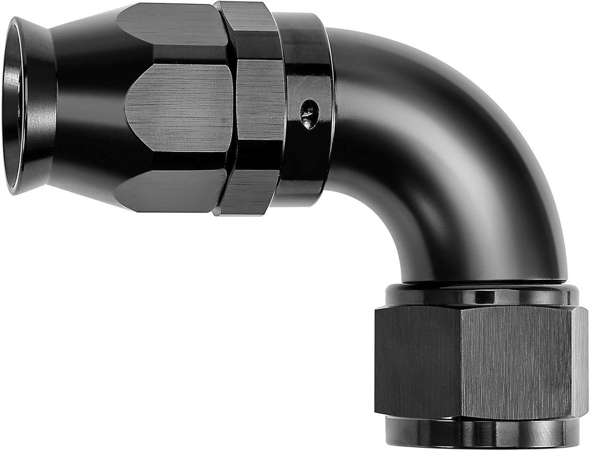 EVIL ENERGY 8AN 90 Degree PTFE One Piece Full Flow End Hose Fitting Aluminum Black