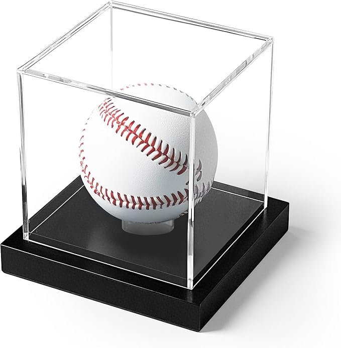Baseball Display Case, Clear Acrylic Cube Baseball Case, UV Protected Baseball Holder Display Case, Baseball Stand Box for Signed Balls Memorabilia, 1 Pack